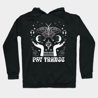 PSY TRANCE  - Hands Eye Butterfly (White) Hoodie